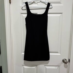 Black Ribbed Ruched Mini Dress